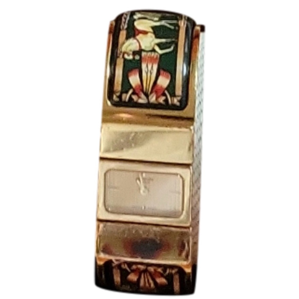 SOLD:Authentic HERMES Loquet Quartz Gold Dial Ladies Bangle Watch